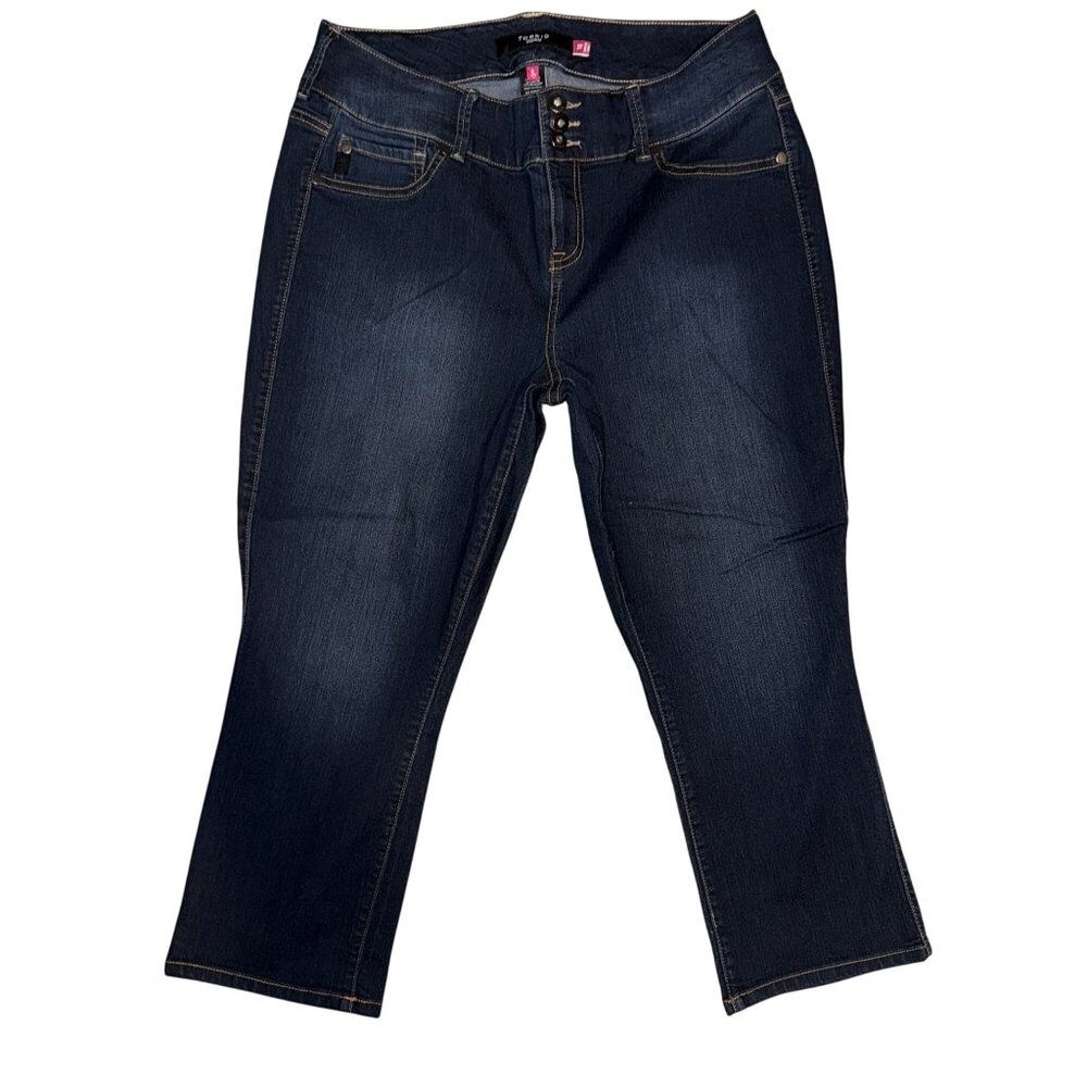 Torrid Plus Size Girlfriend Crop Jeans Womens 18 23 Blue Denim Stretch Dark Wash - Picture 2 of 8